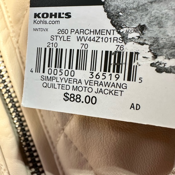 NWT Simply Vera Vera Wang Quilted Moto Jacket Size Medium - Picture 6 of 7